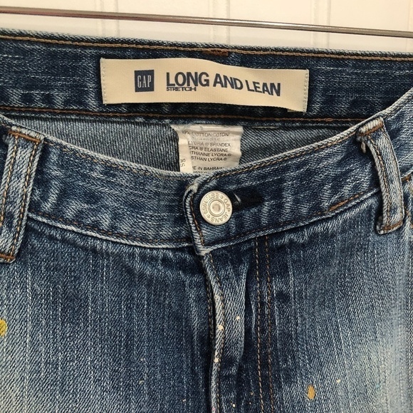 Vintage Y2K Gap Long and Lean Stretch Bootcut Denim Paint Splatter Jeans Sz 8R - Picture 3 of 15